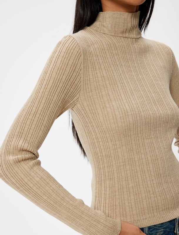 -Erneuert -Regular -Ohne Tasche -Normale Länge -Langärmelig -Standkragen -Sweater