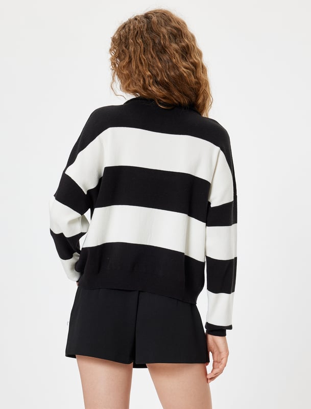 -Mit Reißverschlussdetail -Regular -Ohne Tasche -Normale Länge -Langärmelig -Halbreißverschluss -Sweater