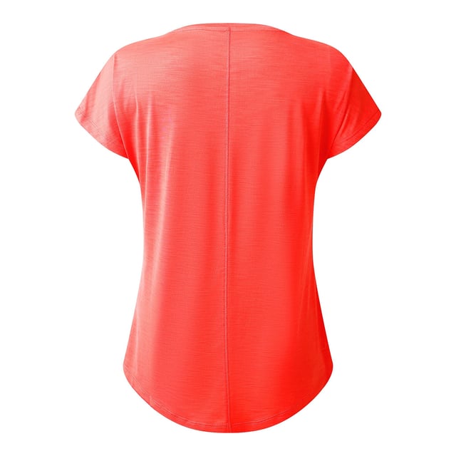 Schnelltrocknend und leicht. 90% Polyester, 10% Elastan. Geruchsneutralisation. Guter Feuchtigkeitstransport. Schnelltrocknend. Versetzte Ärmellöcher.