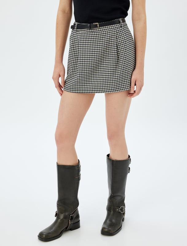 -Mit Bauchgurtldetail -Regular -A Form -Seitentasche -Mini Länge -Normale Leibhöhe -Rock