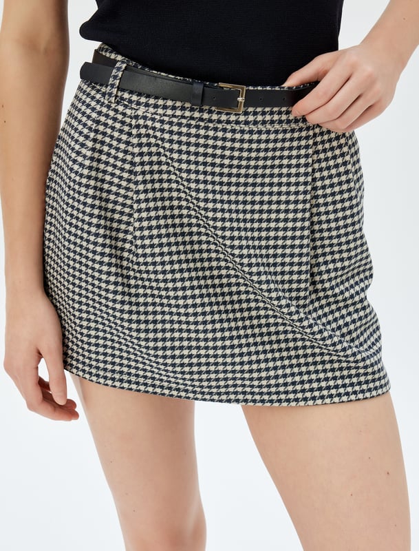 -Mit Bauchgurtldetail -Regular -A Form -Seitentasche -Mini Länge -Normale Leibhöhe -Rock