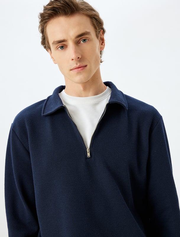 Geregenereerd Normaal zonder zak Normale lengte Lange mouw Polokraag Sweatshirt