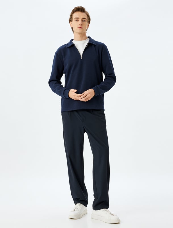 Geregenereerd Normaal zonder zak Normale lengte Lange mouw Polokraag Sweatshirt