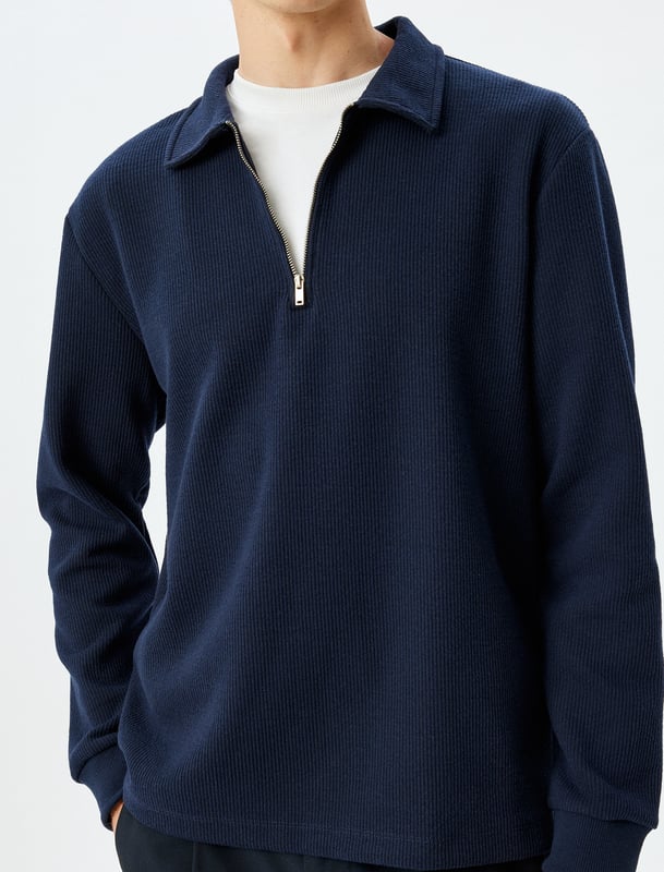 Geregenereerd Normaal zonder zak Normale lengte Lange mouw Polokraag Sweatshirt