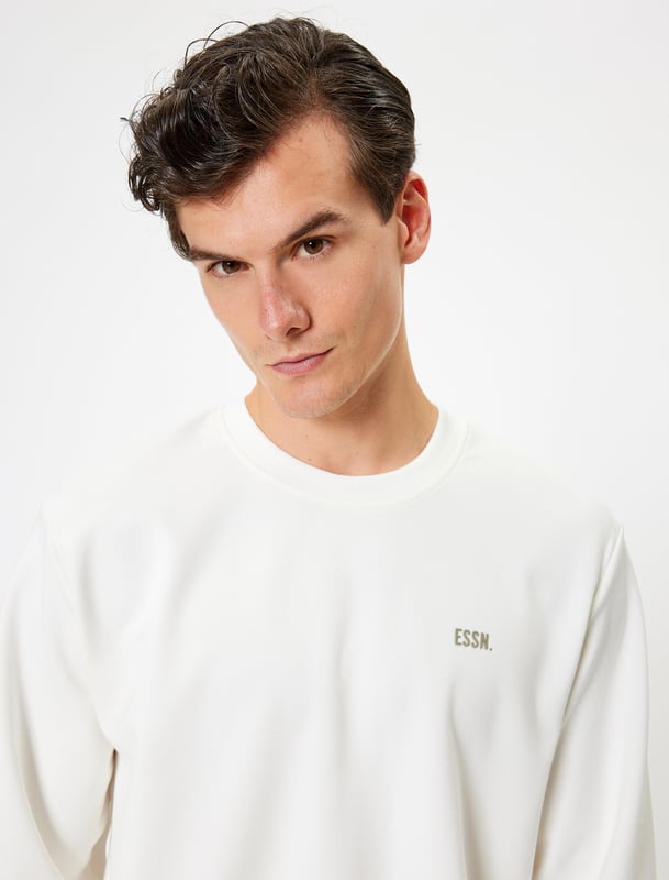 Bci-katoen Met drukwerk Kunststof afdruk minimalistisch Normaal zonder zak Normale lengte Lange mouw Ronde kraag Sweatshirt