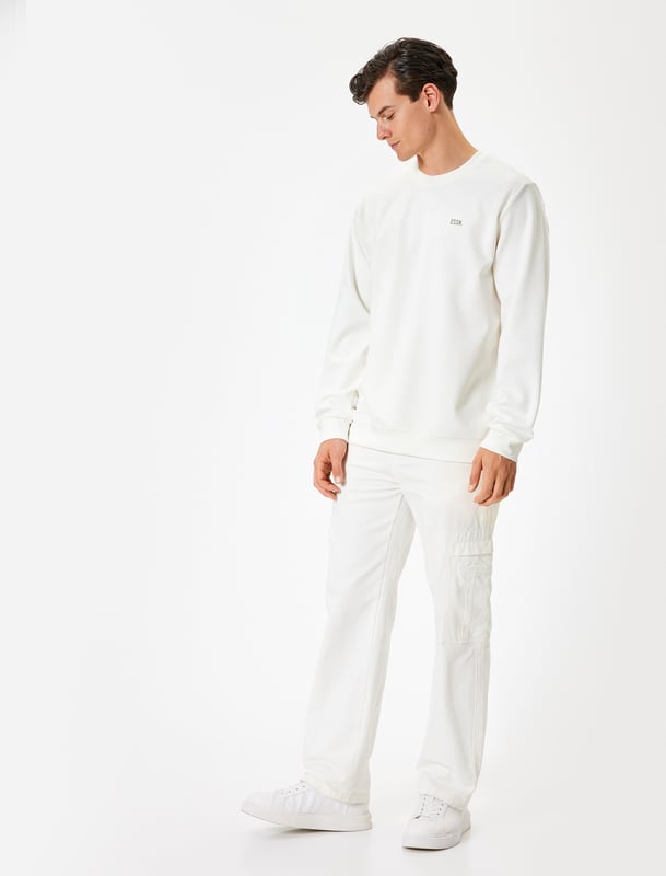 Bci-katoen Met drukwerk Kunststof afdruk minimalistisch Normaal zonder zak Normale lengte Lange mouw Ronde kraag Sweatshirt