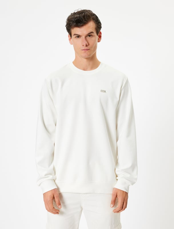 Bci-katoen Met drukwerk Kunststof afdruk minimalistisch Normaal zonder zak Normale lengte Lange mouw Ronde kraag Sweatshirt
