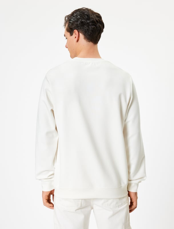 Bci-katoen Met drukwerk Kunststof afdruk minimalistisch Normaal zonder zak Normale lengte Lange mouw Ronde kraag Sweatshirt
