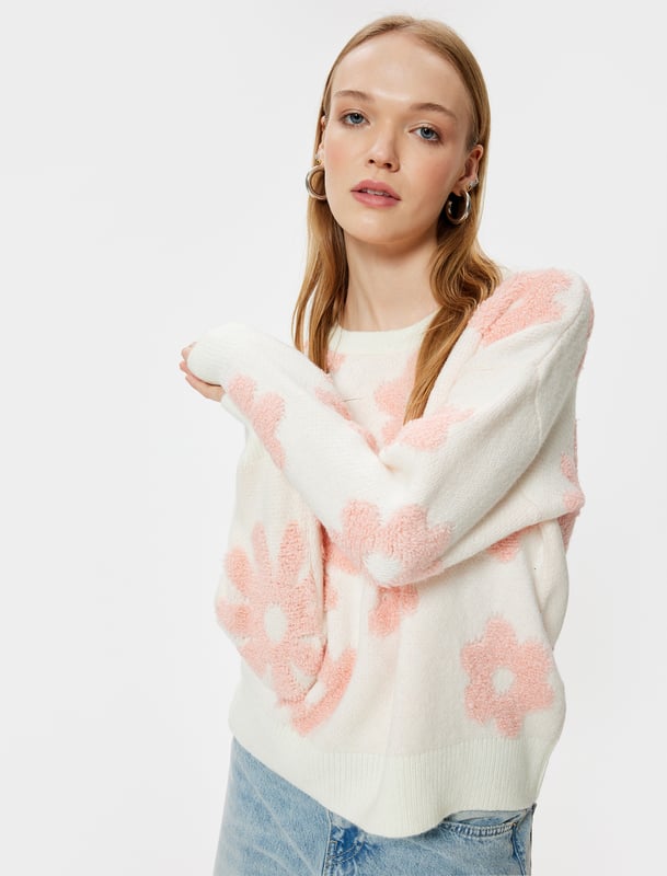-Recycelt -Mit Jacquard -Regular -Ohne Tasche -Normale Länge -Langärmelig -Rundhalsausschnitt -Sweater