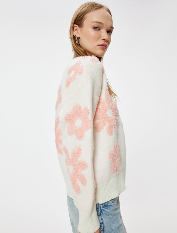 -Recycelt -Mit Jacquard -Regular -Ohne Tasche -Normale Länge -Langärmelig -Rundhalsausschnitt -Sweater