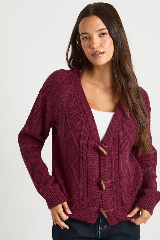 新品　toggle button knit cardigan Red Toggle Button Knit Cardigan | Kyujin - NMIXX - Fashion