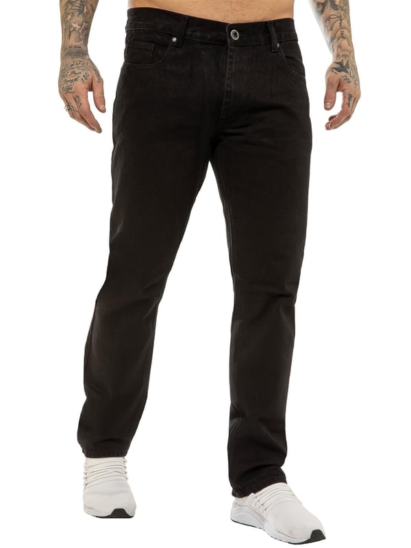 Enzo Herren Designer Straight Leg Regular Fit Denim Jeans. Diese Jeans sind im Regular Fit mit einem klassischen geraden Bein geschnitten und bieten einen entspannten, modernen Look, der perfekt für jede Gelegenheit ist. Ausgestattet mit einem sicheren Reißverschluss, zwei Fronttaschen, zwei Gesäßtaschen und einer Münztasche für zusätzliche Praktikabilität, sind diese Jeans sowohl funktional als auch modisch. Abgerundet mit dem charakteristischen Enzo-Logo-Patch am hinteren Bund verleihen sie Ihrer Freizeitkleidung einen hochwertigen Designer-Touch. (EZ408)