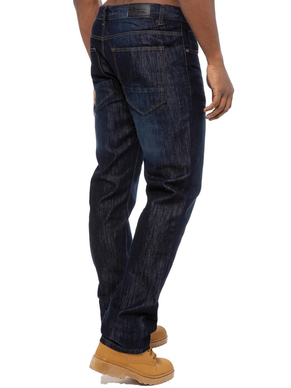 Enzo Herren Designer Gerade Bein Regular Fit Denim Jeans. Diese Jeans sind im Regular Fit mit einem klassischen geraden Schnitt gefertigt und bieten einen lässigen, aber modernen Look, der perfekt für jeden Anlass geeignet ist. Sie verfügen über einen sicheren Reißverschluss, zwei Fronttaschen, zwei Gesäßtaschen und eine Münztasche für zusätzliche Praktikabilität. Diese Jeans sind sowohl funktional als auch modisch. Abgerundet wird das Design durch das charakteristische Enzo-Logo-Patch an der hinteren Taille, das Ihrer Freizeitkleidung einen hochwertigen Designer-Touch verleiht. (EZ408)