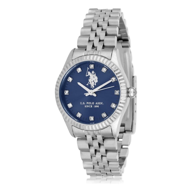 Quarzwerk (hohe Präzision)                      30 mm Edelstahlgehäuse                                   Edelstahllünette  Dunkelblaue Sonnenschliff-Zifferblatt                                                                Edelstahlkrone / Edelstahlgehäuseboden                               Hochbeständiges Mineralglas                           Edelstahlband mit Edelstahl-Faltschließe         Wasserdicht bis 5 ATM
