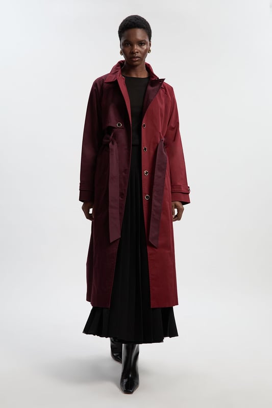 Colour Block Belted Tailored Trench Coat