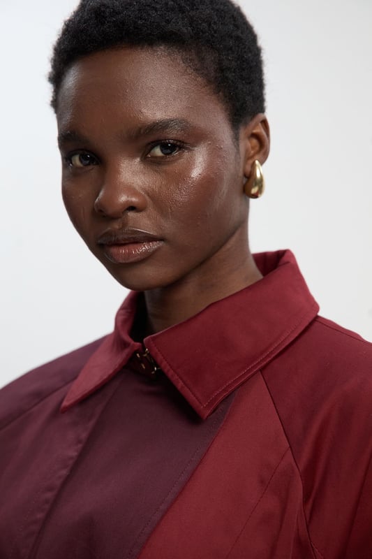 Colour Block Belted Tailored Trench Coat