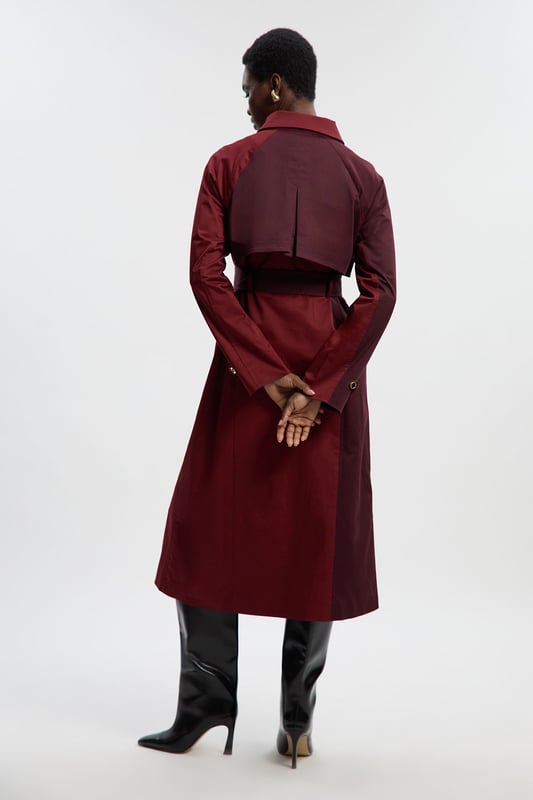 Colour Block Belted Tailored Trench Coat