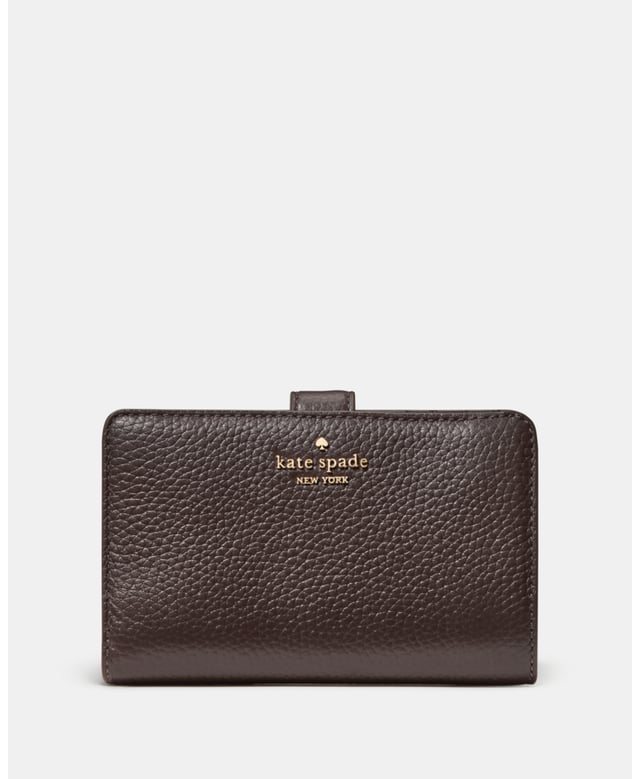 This Medium Wallet Holds All Your Credit Cards, Bills, Loose Change, I.D., Receipts, Tickets…And It Won't Take Up All The Space In Your Bag., Lena Pebbled Leather Medium Compact Bifold Wallet, 9 Credit Card Slots, Id Window, 2 Slip Pockets, 1 Bill Slot, L-Zip Coin Compartment,  Length: 14.00 Cm,  Width: 9.00 Cm,  Height: 14.00 Cm