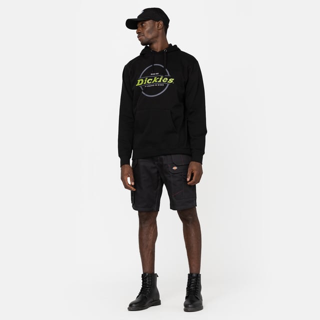 Dickies Shorts REDHAWK PRO SHORTS Rüste deine Arbeitsgarderobe mit unserer Redhawk Pro Short auf. Diese Short mit regulärer Passform verfügt über mehrere Taschen zum Tragen der wichtigsten Arbeitsgegenstände und Platz zum Einsetzen deiner Knieschützer. Ein unverzichtbarer Style mit sauberen Kontrastnähten. Reguläre Passform für den Alltag. Nach unten geöffnete Taschen für deine Knieschützer.