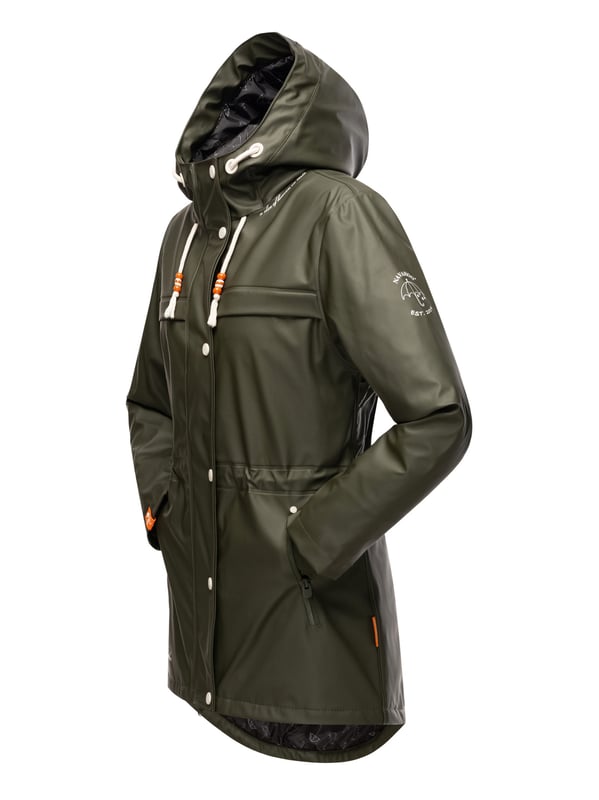 La chaqueta impermeable Rainy Forest de Navahoo combina comodidad y protección. Con costuras selladas, tejido exterior impermeable y cortaviento y forro de peluche en la parte superior, ofrece gran confort. Su corte entallado, la espalda más larga y el cordón interior ajustable garantizan una forma favorecedora. Con bolsillos impermeables, capucha grande y detalles cuidados, es ideal para actividades al aire libre. Disponible en 8 colores modernos y tallas hasta 3XL.
Material: Tejido exterior 70% poliéster, 30% poliuretano; forro & relleno 100% poliéster