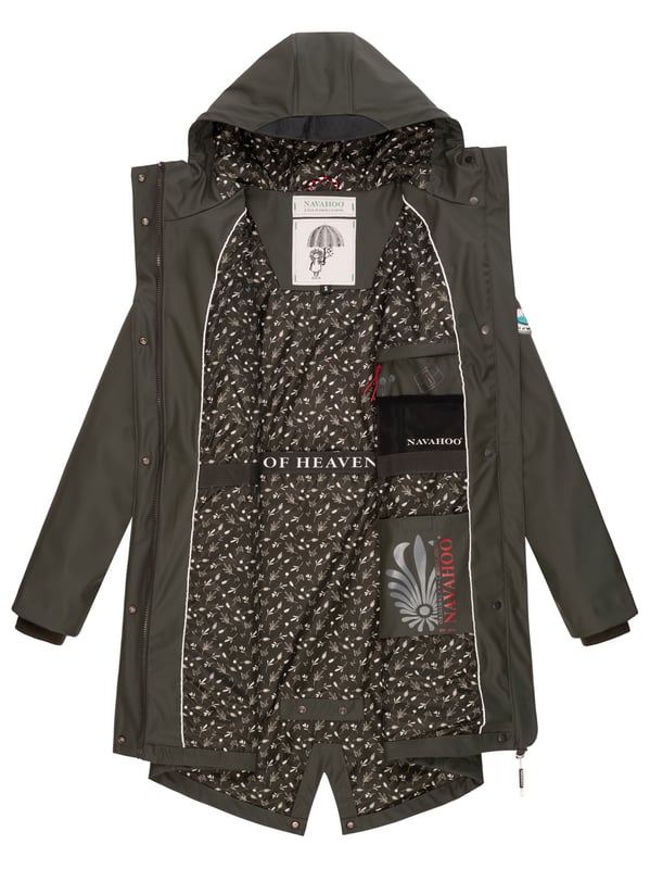 Navahoo abrigo impermeable para mujer Tropical Stormoo – Elegante & Resistente al Agua El abrigo impermeable Tropical Stormoo de Navahoo combina estilo y protección. Con tejido exterior impermeable y costuras selladas, es 100% resistente al viento y la lluvia. Su forro ligero con diseño, capucha amplia con cordón y cordón interior en la cintura garantizan comodidad y ajuste perfecto. Disponible en 7 colores intensos y tallas XS–XXL.
Material: Exterior 70% poliéster, 30% poliuretano; forro & relleno 100% poliéster