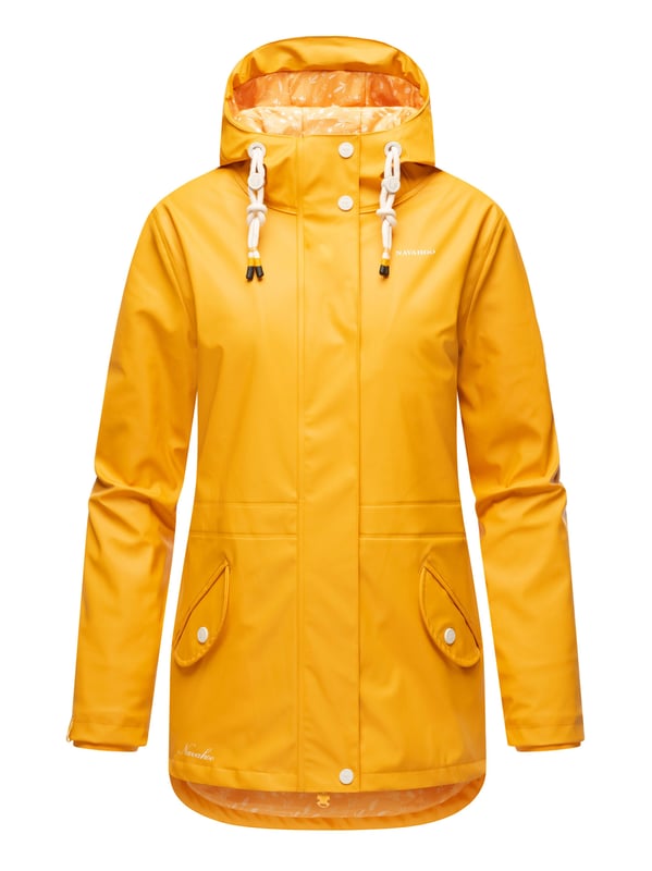 El abrigo impermeable Oceans Heart de Navahoo ofrece estilo y comodidad. Con costuras selladas, es totalmente resistente al viento y al agua. El forro de peluche en la parte superior y la tela sedosa en la inferior brindan confort. Su cuello alto, la capucha amplia con cordón y los bolsillos prácticos aportan funcionalidad. Con corte entallado, cremallera bidireccional y longitud perfecta, es ideal para los días de lluvia.
Material: Tejido exterior 70% poliéster, 30% poliuretano; forro & relleno 100% poliéster