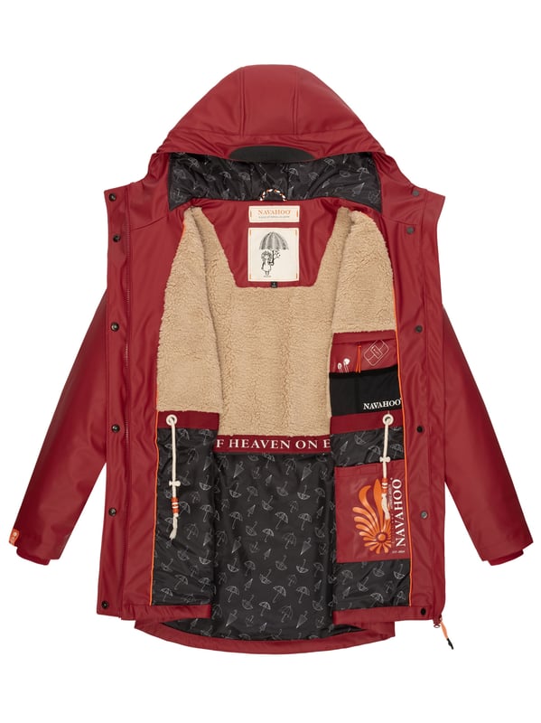 Navahoo chaqueta impermeable para mujer Rainy Forest – Funcional & Moderna La chaqueta impermeable Rainy Forest de Navahoo combina comodidad y protección. Con costuras selladas, tejido exterior impermeable y cortaviento y forro de peluche en la parte superior, ofrece gran confort. Su corte entallado, la espalda más larga y el cordón interior ajustable garantizan una forma favorecedora. Con bolsillos impermeables, capucha grande y detalles cuidados, es ideal para actividades al aire libre. Disponible en 8 colores modernos y tallas hasta 3XL.
Material: Tejido exterior 70% poliéster, 30% poliuretano; forro & relleno 100% poliéster