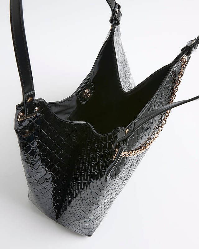Embossed RI monogram print, Chain front, Strapped, Handle length: 26cm, Dimensions: L: 25cm x D: 17cm x W: 38cm