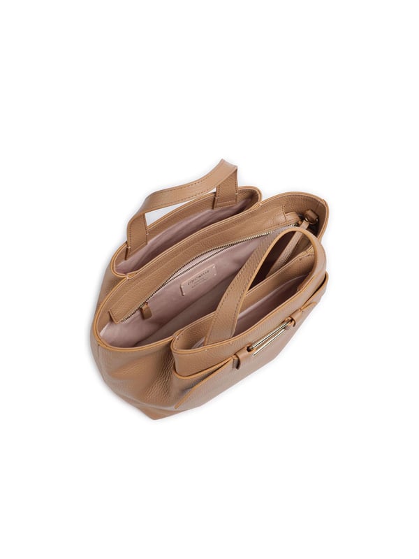 Borsa A Tracolla COCCINELLE Malory In Pelle Granulata – Marrone Chiaro