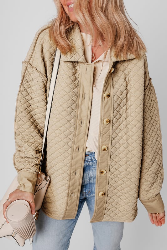 Quilted Jacket Diamond Pattern Relaxed Fit