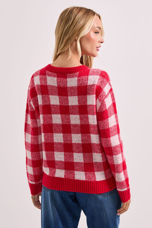 Check Crew Neck Jumper