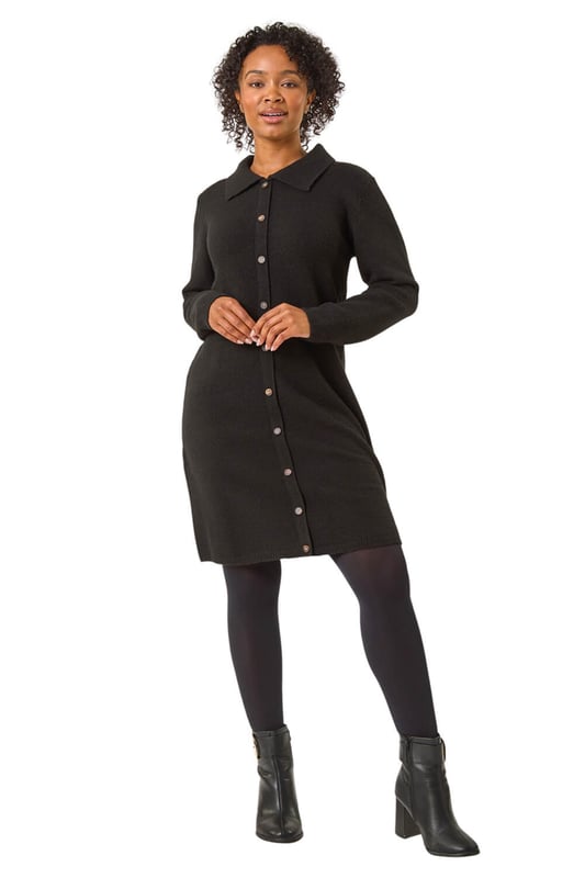navy blue dress for baby girl Petite Collared Knit Shift Dress