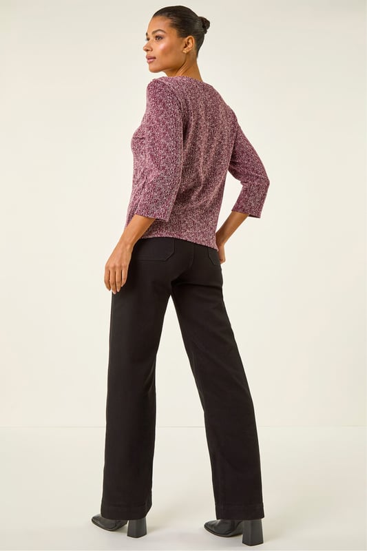 Textured Button Shoulder Top