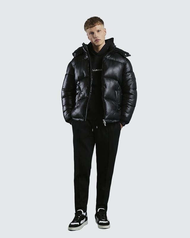 Manteau Bouffant River Island Noir Homme Avec Capuche - Taille XL - Parfait Pour L'hiver