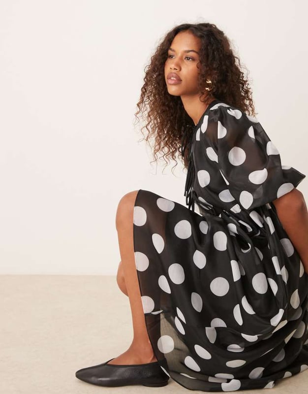 blue dress for baby girl ASOS white and black polka dot dress – The Frockery main image 1