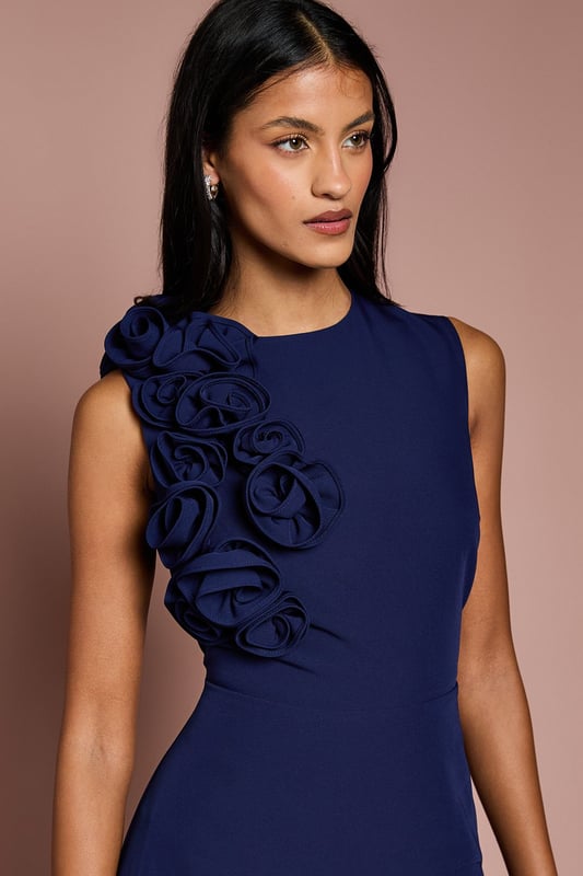 Petite 3D Corsage High Low Dress