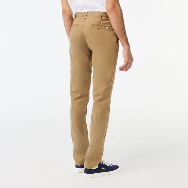 Piped Rear Pockets Men's Lacoste Slim-Fit Chinos in Beige