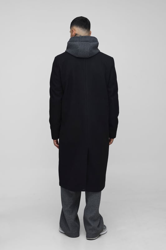 Tall Oversized Boxy Double Breasted Collarless Overcoat