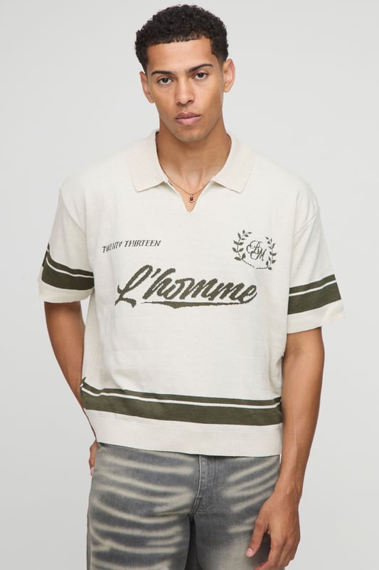 Oversized Racing Polo Oversized Boxy Racing Moto Jacquard Knitted Polo