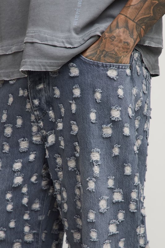 Tall Tinted Extreme Ripped Relaxed Fit Jeans