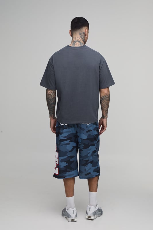 Tall Camo Applique Mesh Jorts