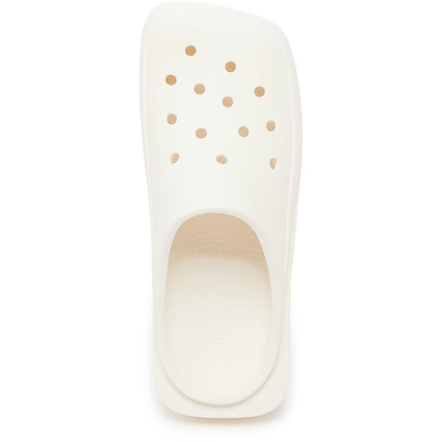 Women's Crocs Classic Blunt Closed Toe Shuv Mules in Chalk