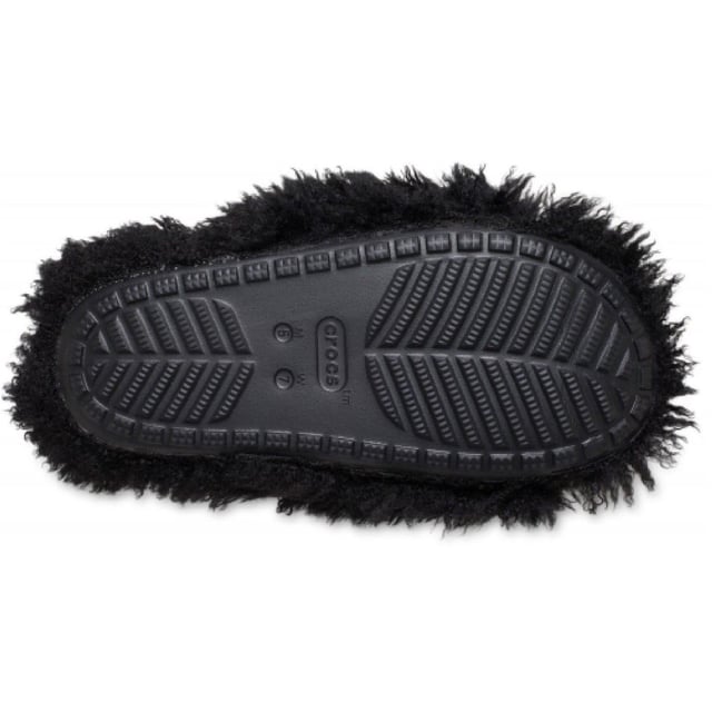 Women's Crocs Classic Shaggy Textured Closed Toe Slides in Black