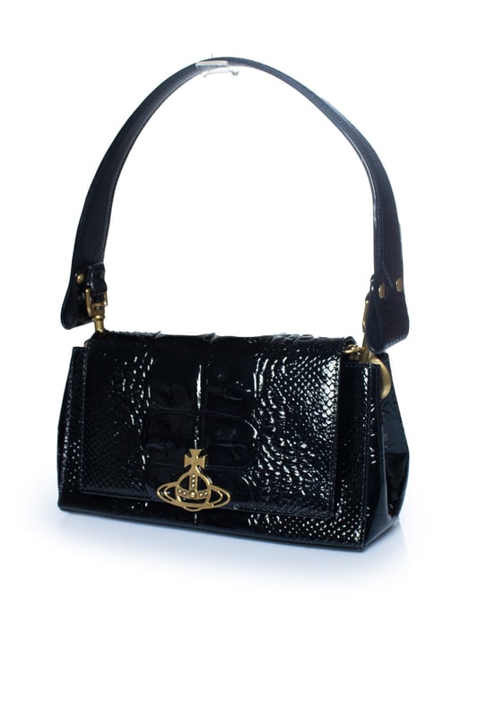 Vivienne Westwood, Croc embossed black hazel bag