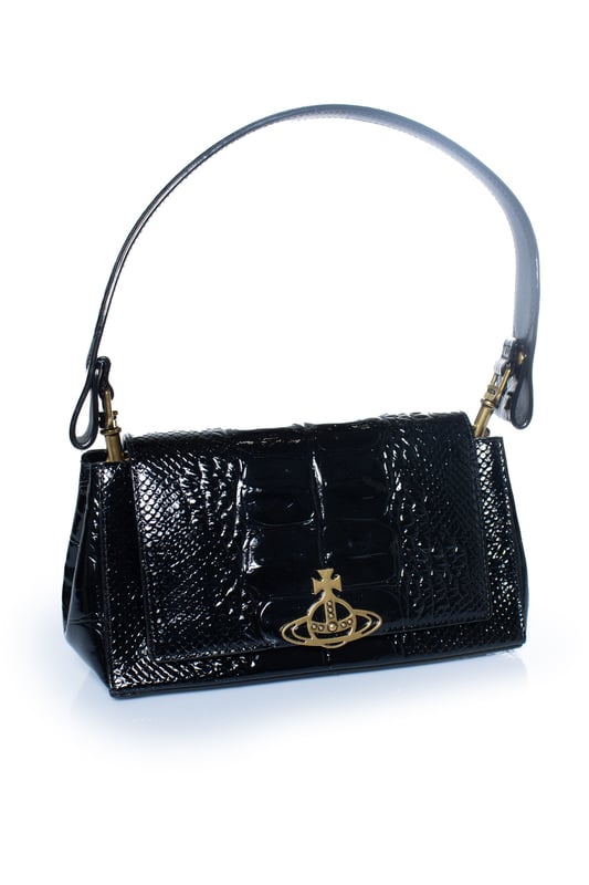 Vivienne Westwood, Croc embossed black hazel bag