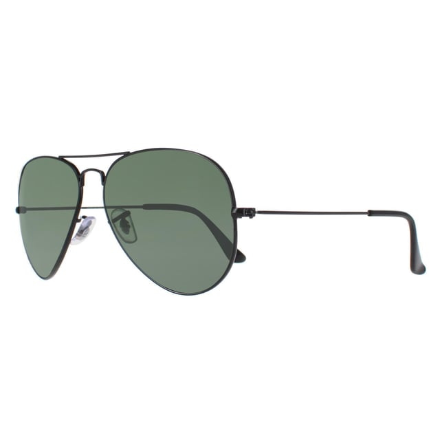 Ray-Ban Sunglasses Aviator 3025 L2823 Black Green were originally designed in 1936 for US military pilots and have since become one of the most iconic sunglasses models in the world. The timeless design is characterised by the thin metal wire frame, large teardrop shaped lenses and fine metal temples that feature silicone tips and nose pads for a customised and comfortable fit. This classic model is available in various sizes and an array of colourways.