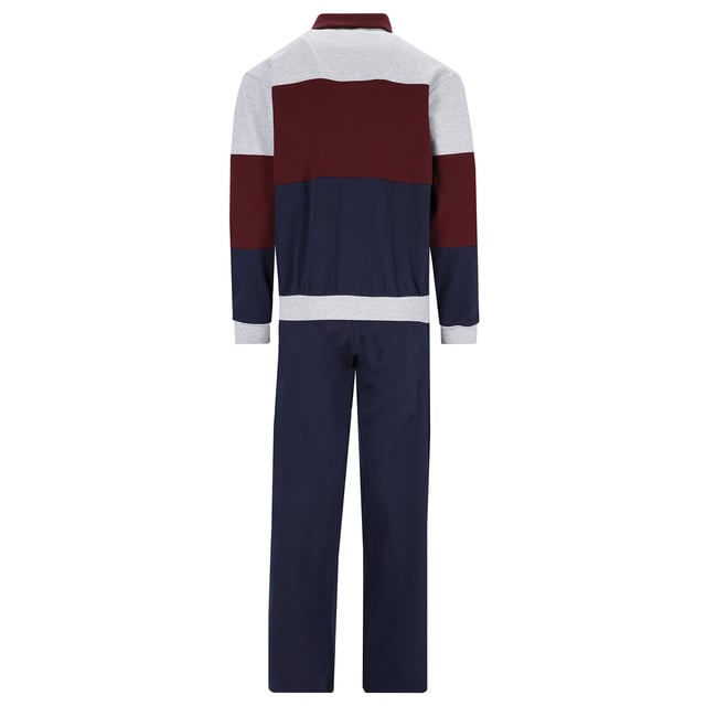 Sportiver Homewear-Anzug von der Marke hajo. Zipper-Jacke und lange Hose. Interlock aus weichem Baumwoll-Mix - bügelfrei, atmungsaktiv, hautsympathisch.