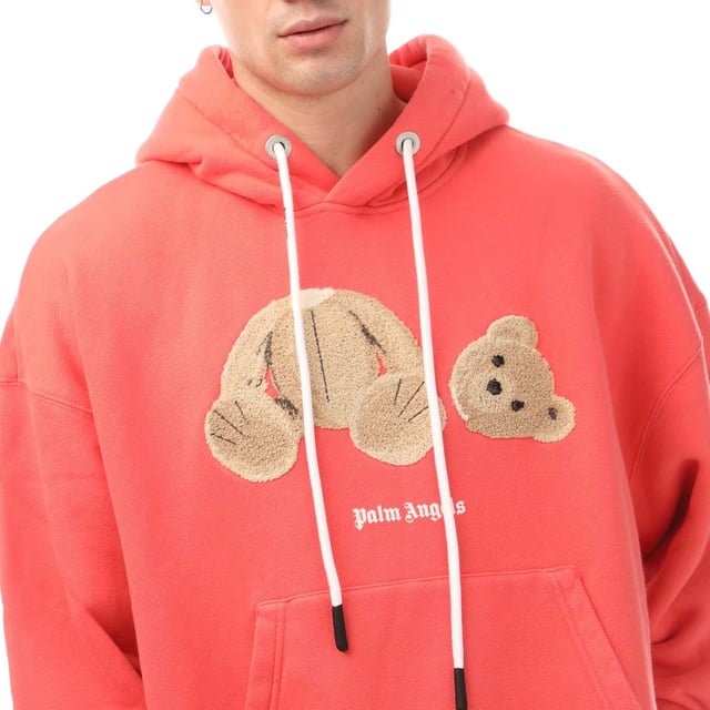 Men's Palm Angels Bear Hoodie in Coral
