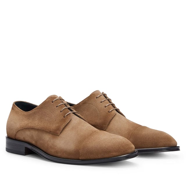Men's Boss Derrek Derby Shoes in Beige Mens Boss Derrek Derby Shoes in beige.- Leather upper.- Lace up fastening. - Stitching trimming.- Durable outsole with leather injection.- Ref: 50493482268