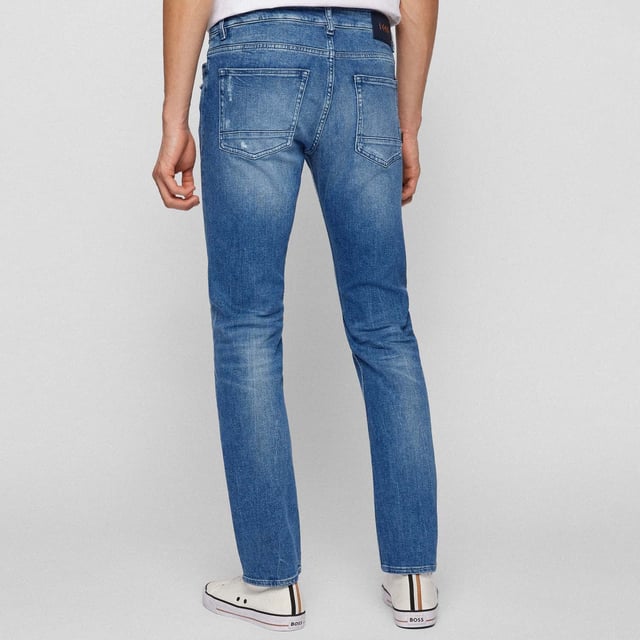 responsible style - made from more sustainable certificated material for a reduced impact on the planet - fresh blue shade - iconic summer wash with destroys